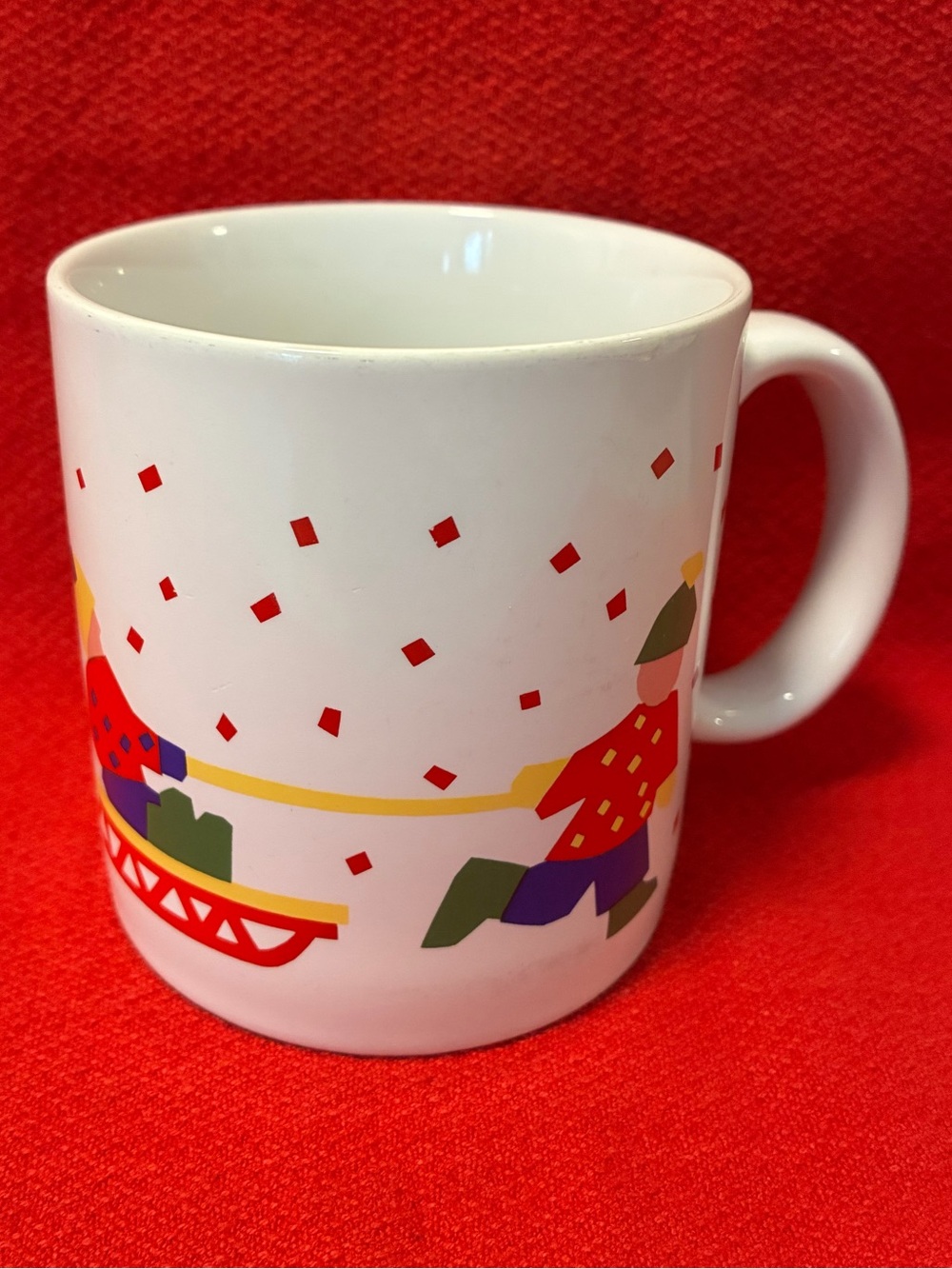 Sara Anderson 1991 Winter Sledding Ceramic Mug